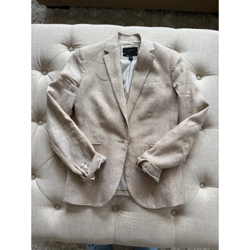 Women's J.CREW Campbell Blazer 00 Beige Striped